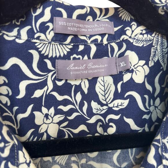 Daniel Cremieux Men's Blue + Tan Floral Tropical Short Sleeve Shirt Size XL - Picture 4 of 6